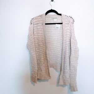 NWT Cotton Emporium loose knit tab cream cardigan. Size xs. Has a couple pulls,